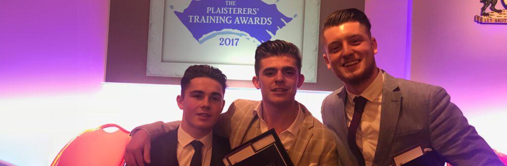 WLC apprentices, Josh, Max and Jon, at the Plaisterers' Training Awards 2017